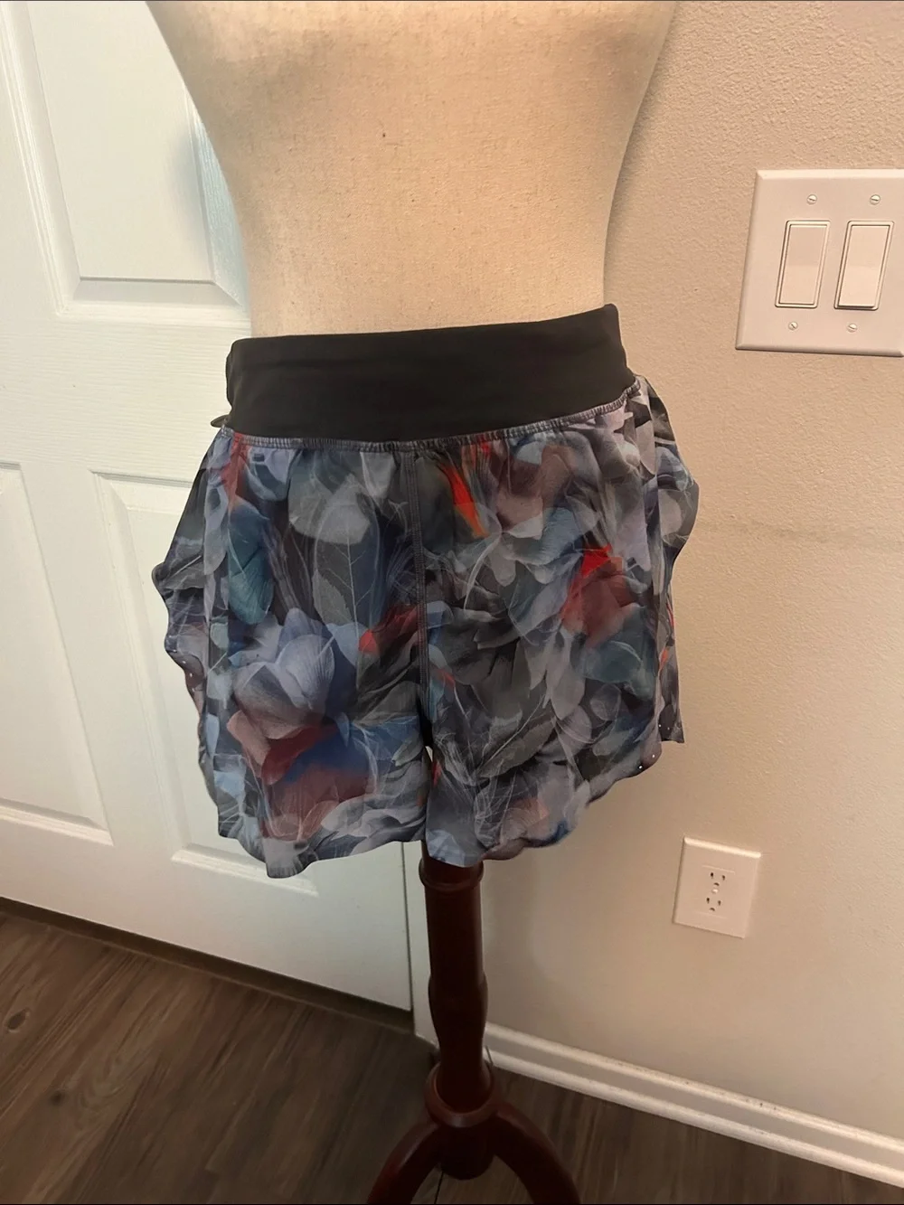 Floral Print Women's Skirt with Black Waistband